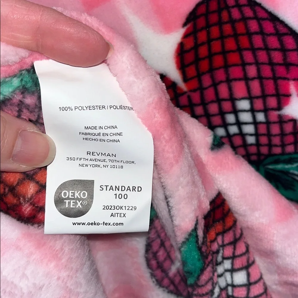 Betsey Johnson Pink Strawberry Plush Throw